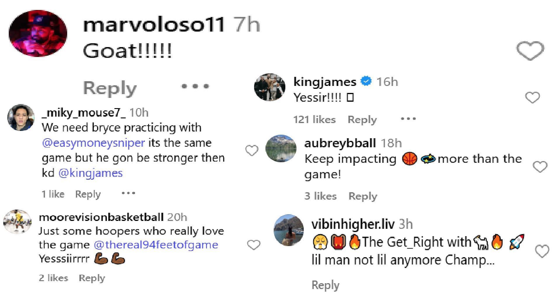 Fans react to Bryce James and Tajh Ariza training with former LA Lakers assistant coach Phil Handy (Source: IG/ thereal94feetofgame)